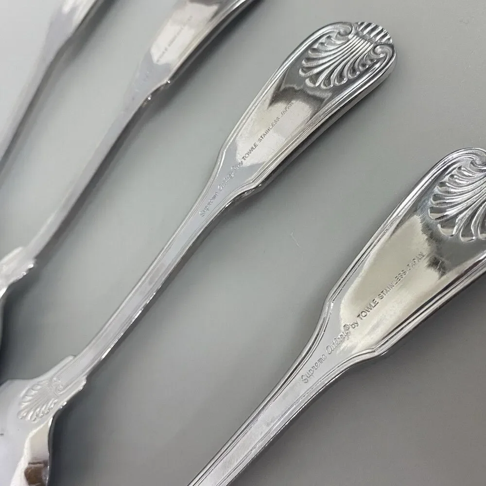 Supreme Cutlery Towle Japan Stainless Steel Dessert Teaspoons Shell Set of 4